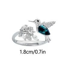 1pc Adjustable Elegant Hummingbird Ring, Glass Filled, Suitable For Women, Ideal For Engagement, Wedding And Other Occasions - Bird - View 4