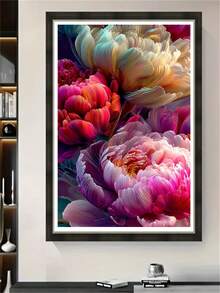 1pc Diamond Painting Kit, Luxury Style Colorful Peony Flower Diamond Art, Handmade DIY Full Drill Sticker Painting, Living Room Bedroom Entrance Hall Decoration, Adult Stress Relief Craft Kit - round diamond - View 3