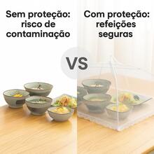 Tela Mosquiteiro Protetora para Alimentos 35x35x21cm Dobrável, Cobertura Contra Moscas e Insetos para Frutas, Bolos, Doces, Churrascos, Piqueniques e Refeições ao Ar Livre - Branco - Visão 5