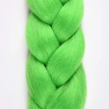 預拉伸大編髮 24 英吋 Kanekalon 合成髮接髮 100g/包，不易糾結合成髮，適用於非洲盒編髮與扭繩編髮 - 綠色 - 查看 9