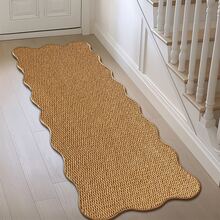 1pc Long Strip Porch Hallway Rug, Novel Wave Pattern Pineapple Texture Warm Brown Long Runner Carpet, Foldable Entry Door Mat, Patio Corridor Balcony Rug, Entrance Hallway Foot Mat, Bedroom Luxury Home Decor Rug, Easy To Clean, Suitable For Entryway Hallway Garden Terrace, Passage Carpet Home Decor Outdoor Rug, All Season Use - Brown - View 2