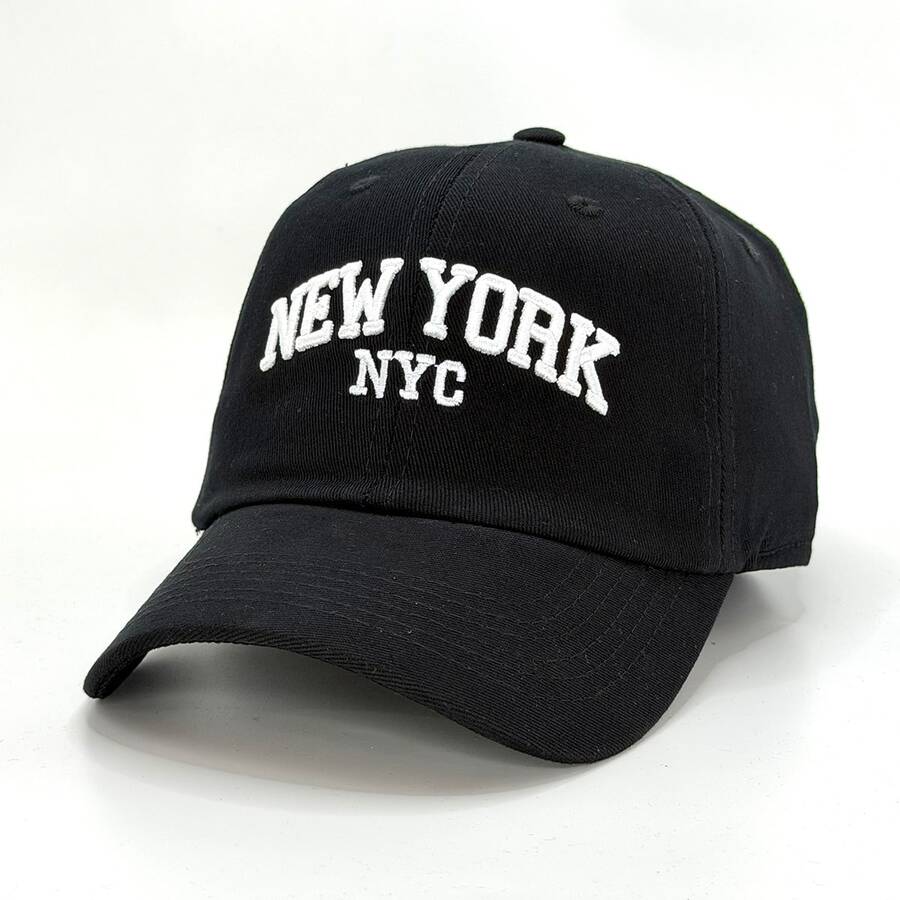 New York NYC Embroidered Cap For Men And Women, Dad Hat Style, Beach, Sun, Club, Pool, Stylish Gift, Streetwear, Casual, Everyday Wear - 黑色 - 查看 1