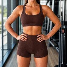 Conjunto Feminino Short e Top Canelado - Marrom - Visão 3