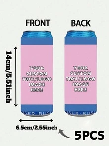 1/5/10pcs Customized Personalized Text Can Cooler, Minimalist Soft Insulated Beverage Sleeve, Can Print Custom Name & Date, Portable Beer Can Holder, Wedding Favor, Suitable For Bridal Shower, Anniversary, Birthday Party, Souvenir Guest Gift, Foldable - Multicolor - View 20