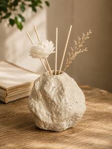 1pc Wabi-Sabi Style Pleated Rock Texture Rattan Aromatherapy Bottle, Dual-Use Reed Diffuser And Dried Flower Vase - Wabi-sabi Minimalist Aromatherapy Bottle - View 8