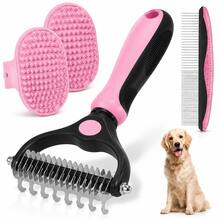 Double-Sided Pet Grooming Rake - 4-In-1 Professional Pet Grooming Kit, Deshedding Dematting Tool For Dogs, Cats, Extra-Wide Grooming Brush & Deshedder Comb For Long And Short Haired Pets - View 10