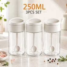 Bộ 3 hũ đựng gia vị bằng thủy tinh kín có nắp tích hợp thìa - Hộp đựng gia vị bằng nhựa kín khí, nắp trong suốt, thích hợp cho nhà bếp gia đình, tuyệt vời để bảo quản các loại thảo mộc và gia vị. - Nhiều màu - Xem 2