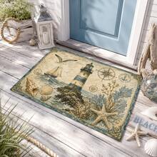 1/2pcs Ocean Style Kitchen Floor Mat, Polyester Absorbent Mat, Kitchen Floor Mat, Door Mat, Suitable For Kitchen, Living Room, Entrance, Balcony, Home Decor, Holiday Gift, Bedroom Mat, Foot Mat, Pet Mat, Bathroom Decor, Room Decor, Kitchen Decor - Multicolor - View 1