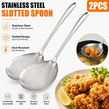 Stainless Steel Strainer + Large Frying Scoop, 2-In-1 Pasta Strainer And Frying Scoop, Kitchen Accessories, Essential Kitchen Tool Gift, Space-Saving Kitchen Storage, Christmas Kitchen Gift - Silver - View 3