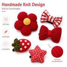 5pcs Dog Hair Clips, Handmade Woven Pet Hair Bows, Cute Flower Design Beauty Accessories, Suitable For Yorkshire Terrier, Maltese, Small Dogs And Cats - Multicolor - View 6