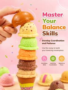 Children's Ice Cream Stacking Toy, Hand-Eye Coordination, Parent-Child Interaction, Early Education, Intellectual Puzzle Game, Suitable For 3-12 Years Old Boys And Girls, Toy Gift, Birthday Gift - Multicolor - View 4