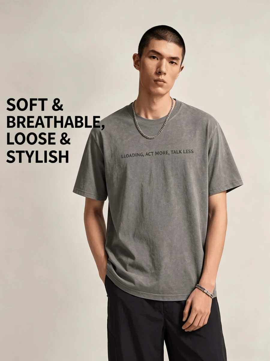 LI-NING Short Sleeve T-Shirts Men's Short Sleeve T-Shirts AHSW393 Legit Official Store - Soot Washing Water - View 1