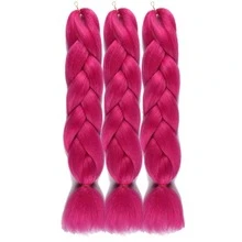 Pre-Stretched Jumbo Braiding Hair 24 Inch Kanekalon Synthetic Hair Extensions 100g/Pack, Tangle-Free Blended Hair, Suitable For African Box Braids And Twist Braids - Hot Pink - View 4