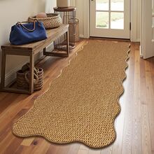 1pc Long Strip Porch Hallway Rug, Novel Wave Pattern Pineapple Texture Warm Brown Long Runner Carpet, Foldable Entry Door Mat, Patio Corridor Balcony Rug, Entrance Hallway Foot Mat, Bedroom Luxury Home Decor Rug, Easy To Clean, Suitable For Entryway Hallway Garden Terrace, Passage Carpet Home Decor Outdoor Rug, All Season Use - Brown - View 1