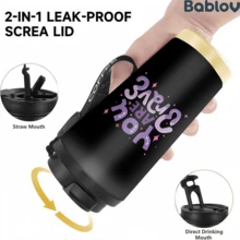 1/5pcs 18oz Stainless Steel Coffee Tumbler, You Are Brave Purple Glitter Letter Print Travel Mug, Multi-Function Straw Flip Lid, Black COFFEE Lanyard, Encouragement Gift For Women, Office Outdoor Daily - Brave - View 5