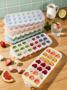 Silicone Ice Cube Mold Tray, Healthy & Fast Freezing Ice Maker, Multiple Cute Heart & Star Shapes & Soft Macaron Colors, Easy Release Stackable Mold, Suitable For Home Refrigerator, Cocktails, Whiskey, Fruit Drinks, Daily Cold Beverage Preparation - Multicolor - View 1