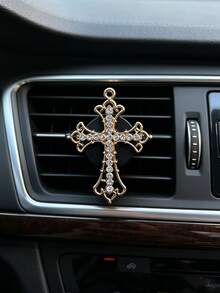 Alloy Rhinestone Cross Car Air Vent Decor High-End Car Air Conditioner Vent Aromatherapy Clip Decorative Clip Car Accessories - A - View 7