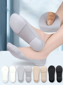 3/6 Pairs Women's Soft Sponge Bottom Cushioned Comfortable Invisible Socks, Suitable For Any Shoe Type, Mother's Day Gift (Run Small) - Multicolor - View 1