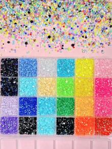 1 Box (19200pcs) Colorful Rhinestones 3mm Resin Flat Back Drill Head Art Craft Set DIY Handmade Kit Crystal Tweezers Pen Jewelry Making Phone Case Decoration - Multicolor - View 8