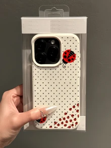 1件 白色波點甲蟲圖案極簡個性化 TPU 防震全包覆手機殼，適用於 Apple 17 16 15 14 13 12 11 Pro Max Air 及系列 - 彩色 - 查看 5