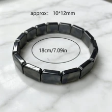 Natural Black Tourmaline Square Bead Elastic Bracelet, Energy Stone Bracelet For Commute And Versatile Wear, Calm And Elegant, Men's Exclusive Guardian Stone, Perfect Holiday Gift - Black - View 5