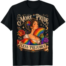 More Pride Less Prejudice Gay Pride Queer Ally LGBTQ Flag T-Shirtt - Black - View 1