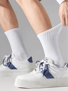 5 Pairs Thick Towel Bottom Sweat-Absorbent Breathable Non-Slip High-Top Sports Socks - White - View 3