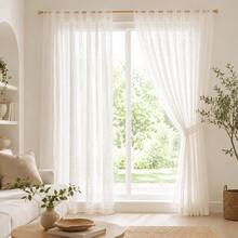 NOSBEI 1PC Rod Pocket Cream Rainbow Candy Yarn Textured Curtain,Soft Pastel Stripe Home Decor Panel For Bedroom Balcony Living Room - White - View 4