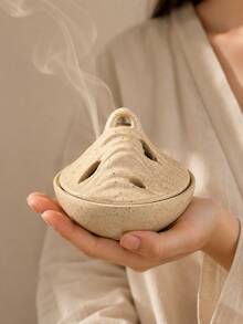 Wabi-Sabi Layered Mountain Resin Backflow Incense Burner With Lid, Dark Green / Coffee Brown / Beige Ink Splatter 3 Colors, Hollow Cloud Mist Smoke Design, Yoga Meditation, Tea Room Zen Sitting, Study Room Quiet Mind Incense Burner, Living Room Entrance Zen Relaxing Atmosphere Desktop Decor, Housewarming Healing Feng Shui Craft - Cangshan Incense Burner - View 4