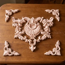 5pcs Solid Wood Carving Sets Of Flowers, Woodworking Supplies, Home Decorations, Suitable For Cabinets, Doors And Windows, Furniture, Background Walls, Porches, Offices And Other Decorations, Holiday Decorations, DIY Decorations. - Multicolor - View 10