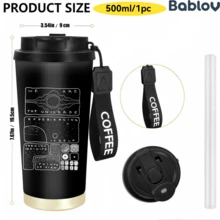 1/5個 18oz 保溫旅行咖啡杯，極簡星系圖案保溫杯，多功能吸管翻蓋，黑色 COFFEE 手腕帶，適合靈性男士與女士的美學禮物，適用於學習、旅行、戶外露營 - 宇宙線條 - 查看 9