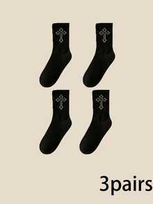 10 Pairs Unisex Black & White Mid-Calf Socks, Minimalist Solid Color, Simple Daily Wear, Suitable For Everyday Use (1/3/5/10 Pairs) - Multicolor - View 20