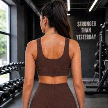 Conjunto Feminino Short e Top Canelado - Marrom - Visão 2