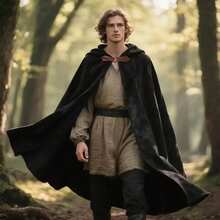 1pc Medieval Warrior Dark Loose Mid-Length Hooded Cloak Shawl Cape, Green, Brown, Multiple Colors Available, Suitable For Halloween, Stage Performance, Cosplay Costume - Multicolor - View 11