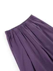 1pc Girls Solid Color Minimalist Comfortable Versatile Loose Fashion Back To School Long Pants - Purple - View 6