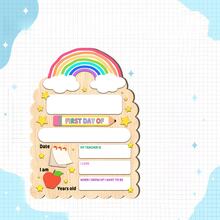 1pc Student First Day Of School Decorative Sign, Record Name And Other Information, Kindergarten Elementary Back To School Sign, Charming Rainbow Design, Suitable For Back To School Season Gift - B - View 4