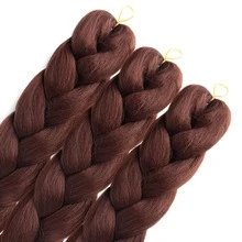預拉伸大束編髮假髮 24英吋 Kanekalon 合成纖維接髮 100g/包，不易糾結合成髮，適用於非洲盒編髮與扭繩編髮 - 深棕色 - 查看 8