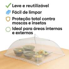 Tela Mosquiteiro Protetora para Alimentos 35x35x21cm Dobrável, Cobertura Contra Moscas e Insetos para Frutas, Bolos, Doces, Churrascos, Piqueniques e Refeições ao Ar Livre - Branco - Visão 4