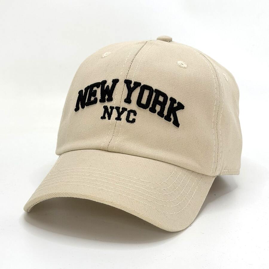 New York NYC Embroidered Cap For Men And Women, Dad Hat Style, Beach, Sun, Club, Pool, Stylish Gift, Streetwear, Casual, Everyday Wear - 米色 - 查看 1