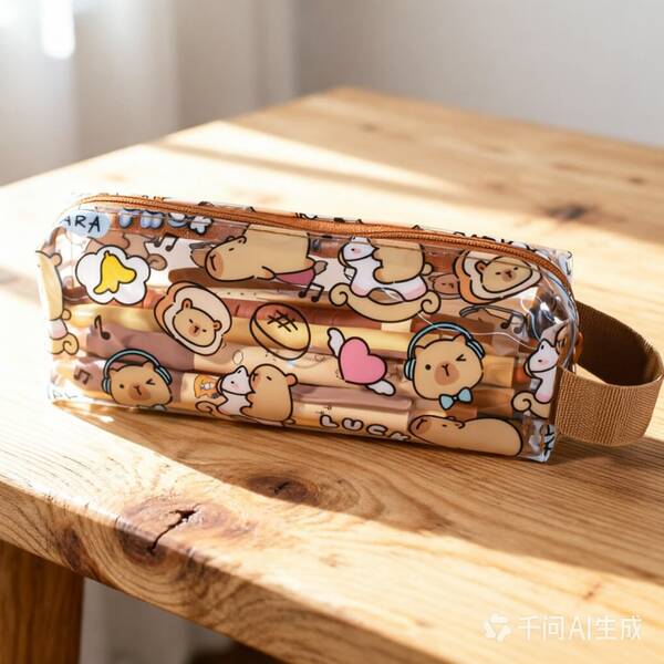 1/3pcs Capybara Transparent Pencil Case, Cartoon Highly Attractive Pencil Case, Transparent Dirt-Resistant Waterproof Printed Large Capacity Pencil Case, Student Stationery Storage