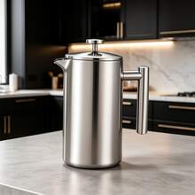 Crystals 800ml Stainless Steel French Press Coffee Maker Double Wall Tea & Coffee Plunger With Filter - Silver - View 6