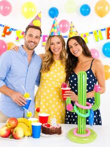 1 Set Green Inflatable Cactus Ring Toss Game, Includes 4 Colorful Rings And Hand Pump, Summer Beach Pool Party Activity, Outdoor Lawn Water Party Supplies, Birthday Carnival Game Decoration, Family Gathering Backyard Garden Fun Prop Accessory - Inflatable Cactus Ring Toss - View 5