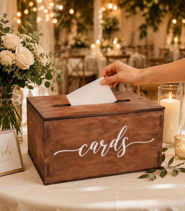 Rustic Wooden Wedding Card Box For Reception - DIY Money Gift Box With Lock For Wedding Decorations, Graduation, Baby Shower, Birthday Party Supplies (1/2 Pcs)
