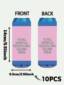 1/5/10pcs Customized Personalized Text Can Cooler, Minimalist Soft Insulated Beverage Sleeve, Can Print Custom Name & Date, Portable Beer Can Holder, Wedding Favor, Suitable For Bridal Shower, Anniversary, Birthday Party, Souvenir Guest Gift, Foldable - Multicolor - View 17