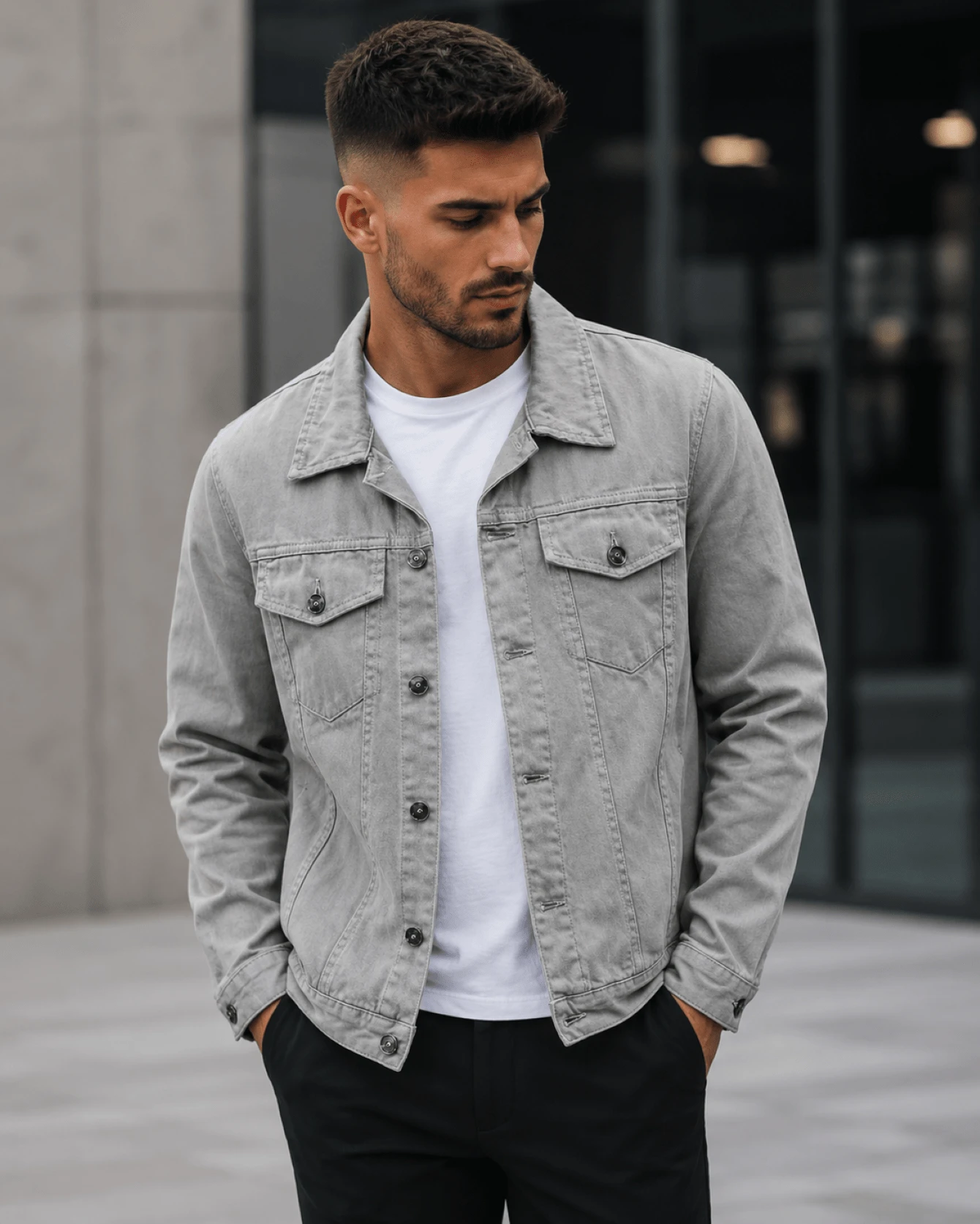 Men's Twill Jacket - Gris Claro - Ver 1