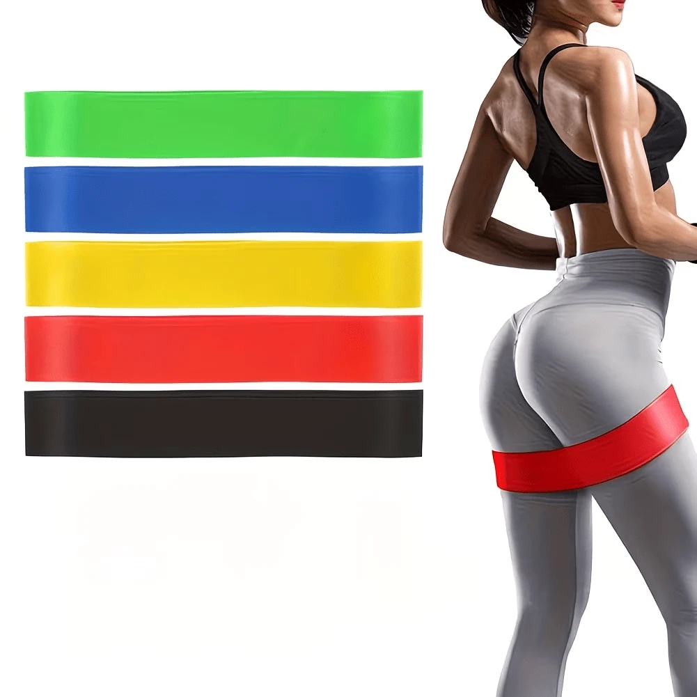 Fitness Resistance Bands (Random Color). Training Pull Bands For Hip Lift, Leg Workout, Pilates, Body Stretching And Strength Training