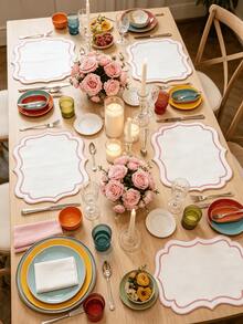 1-12pcs Embroidered Fabric Placemats, Easy To Clean, Wipe-Able, Non-Slip, Dining Table Mats, Holiday Wedding Party Decor, Suitable For Home, Restaurant, Dining Room Decoration, Home Goods - Multicolor - View 9