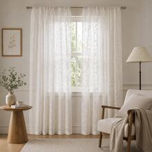 NOSBEI 1pc Floral & Bird Jacquard Curtain, Light-Filtering Textured Fabric, Fresh & Romantic Botanical Style Home Decor Curtain, Suitable For Bedroom, Living Room, Balcony - Flower Pattern 3 - View 5
