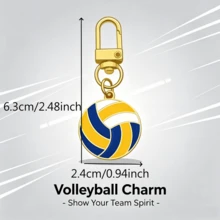 14pcs Volleyball Keychains - Sports Themed Keychains, Suitable For Bag Charms, Football Basketball Keychains, Volleyball Keychains, Suitable For Sports Party Gifts, Party Favors, Holiday Gifts - Yellow - View 3