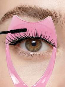 1 pièce Applicateur de mascara 3-en-1, aide-cils, parfaitement adapté aux débutants pour appliquer le mascara et l'eye-liner, crée des cils naturels sans grumeaux, applicateur de protection de mascara avec séparateur de cils et pince à cils, accessoires de maquillage pour filles - Rose bonbon - Voir 7